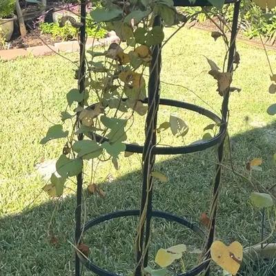 Plastic Garden Trellis w/ Green Ceramic Pot