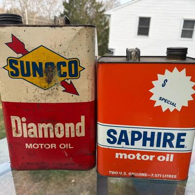 Vintage Sunoco & Saphire Oil Cans