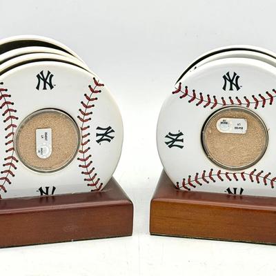 (2) New York Yankees ceramic coaster set With Dirt From Yankee Stadium