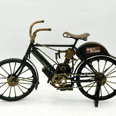 vintage-style metal Harley-Davidson motorcycle figurine