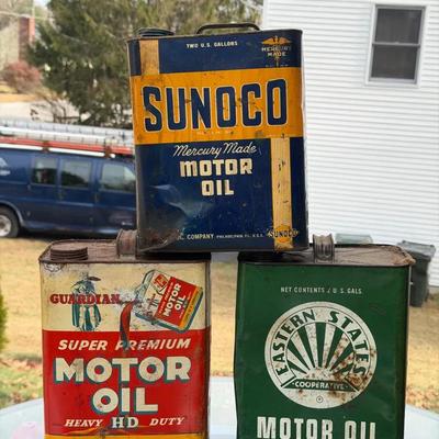 (3) Vintage Oil Cans-Sunoco, Eastern State & Guardian