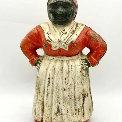 Vintage Aunt Jemima Cast Iron Black Americana Still Bank 11" Tall