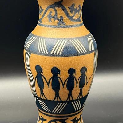 Hand-Painted Terracotta Warli Tribal Vase 