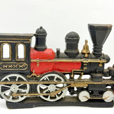 vintage cast iron steam engine locomotive doorstop