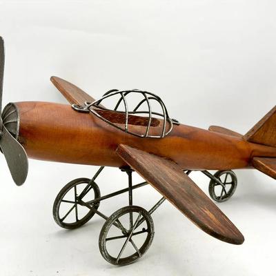 LITTON LANE 92651 Vintage Plane Wood and Metal Decor