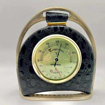 Stirrup-Style Kraftware Temperature & Humidity Gauge Aneroid Instrument