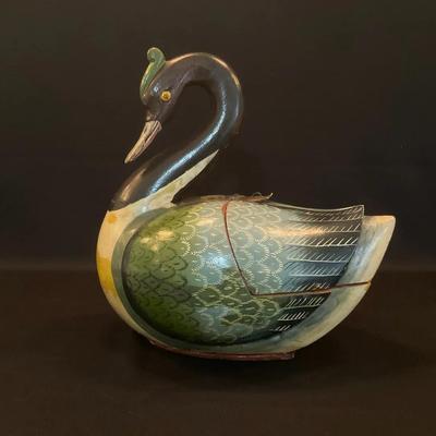 Vintage Hand-Painted Swan Box 