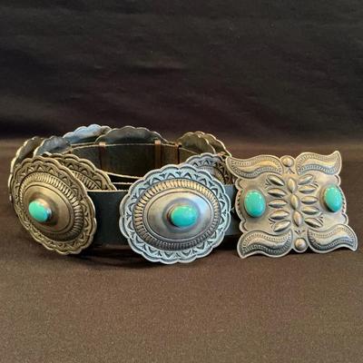 Sterling Silver And Turquoise Concho Belt