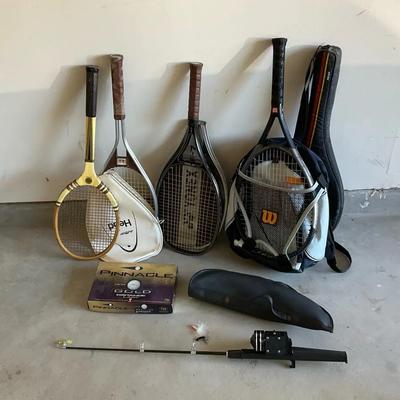 Tennis Racket & Fishing Rod Lot