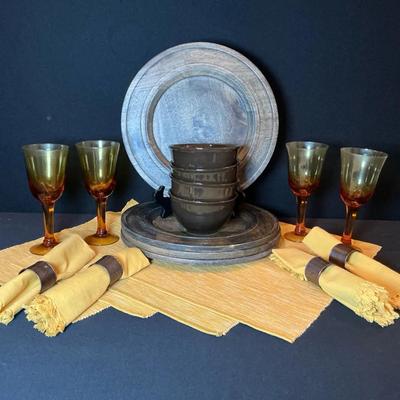 Brown And Gold Table Setting