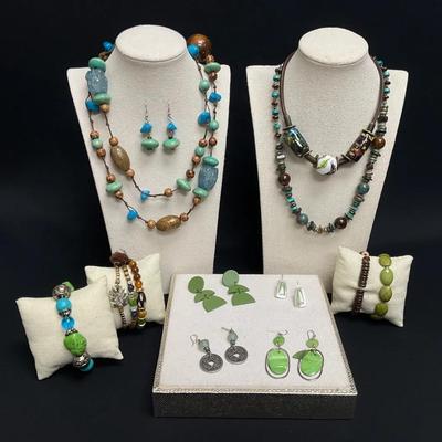 Fashion Jewelry In Turquoise, Green And Brown