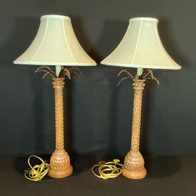 Pair Of Tall Palm Tree Lamps