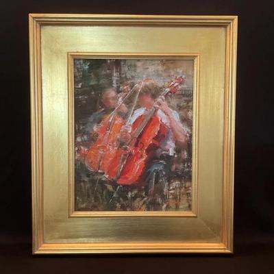 Original Painting Of Cello Players, Signed