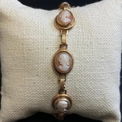 12K Gold Filled Cameo Bracelet 