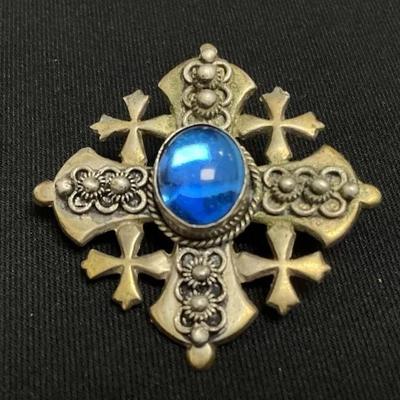 Jerusalem Cross With Blue Central Stone