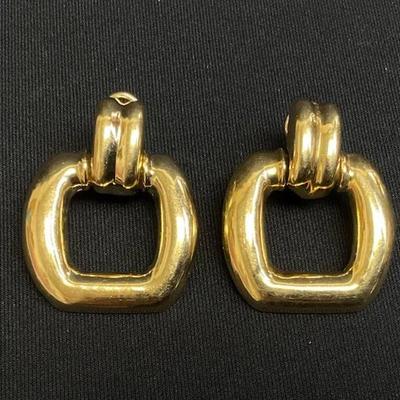 14K Gold Door Knocker Pierced Earrings