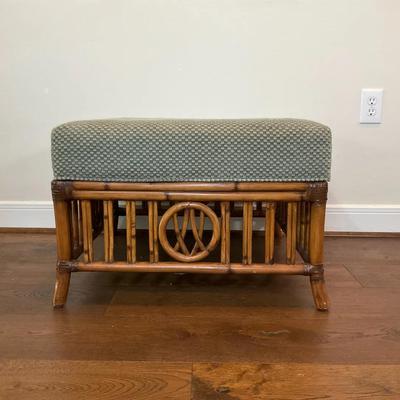 Bamboo And Upholstery Ottoman