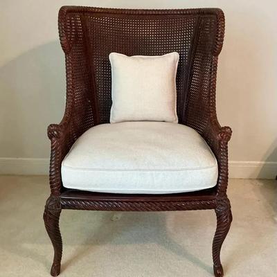 Double Cane Wingback Accent Chair 