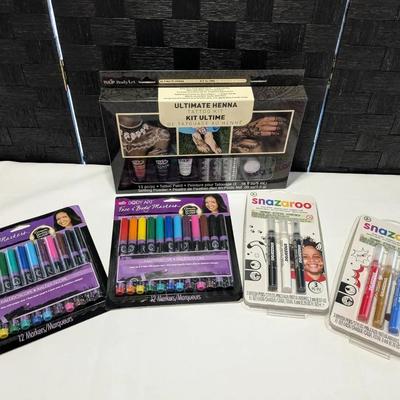 Face & Body Markers, Snazaroo Face Paint, Ultimate Henna Tattoo Kit  
