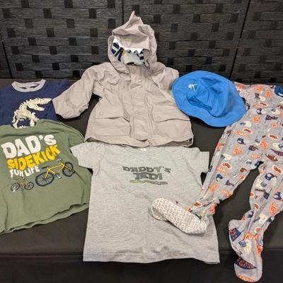 3T Clothes(3) T Shirts Rain Coat  Footed PJ And A Hat 