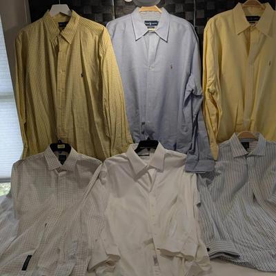 (3)Ralph Lauren Dress Shirts Classic Fit XL &(2) JoA Bank Tailor Fit 16/35& Cremieux Slim 17.5/35