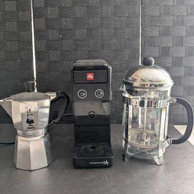 French Press, Illy Y3.3 Espresso and Coffee Machine