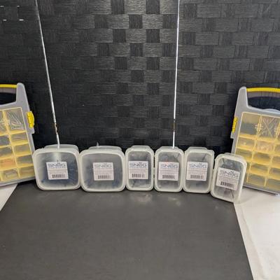 Unopened Snug Fasteners, Diamon Tip Concrete Screws Various Sizes & Two Organizers 