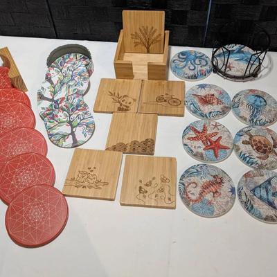 Coasters Geometric Trees Wooden Sea Creatures 