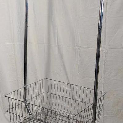 70" Commercial Rolling Laundry Butler with Wire Basket 