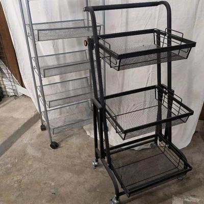 Rolling Storage Trolley Carts w Removable Baskets 