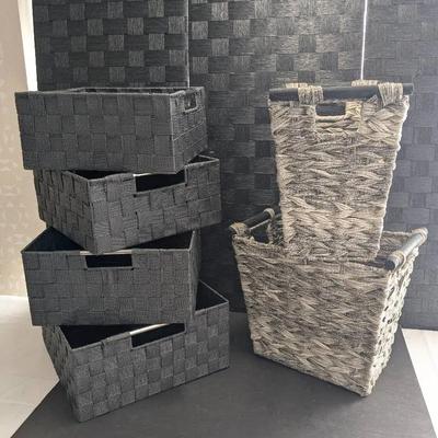 Nesting Woven Baskets (4) & (2) Woven with Wooden Handles 