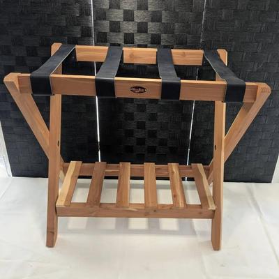26.75 in. W x 16 in. D Solid Wood Luggage Rack with Shelf

Foldable With Leather Straps 
