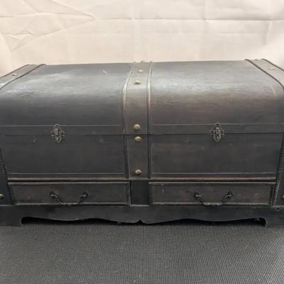 VidaXL Gray Wood Storage Trunk with 2 Drawers (34" x 19" x 16")