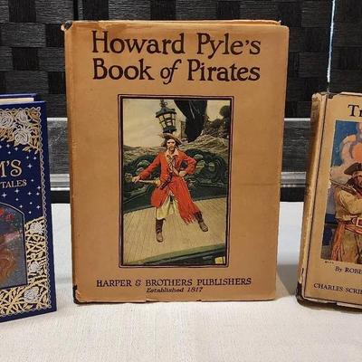 Collectible Books(Howard Pyle's Book of Pirates, Treasure Island, Grimm's Complete Fairy Tales)