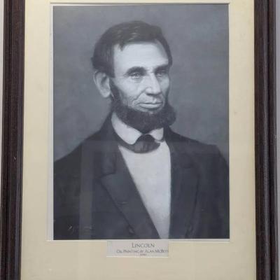 President Lincoln Oil Painting By Alan McBeth 2014 Framed In Glass 