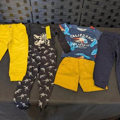 Children 3-4 Yr Old Pants (3) Long Sleeve T, Short SleeveT , Shorts 