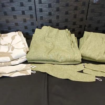 Olive Green Black Out Curtains (2) Long Panels (56"WX86") and (2) Short Panels (56"WX 54")