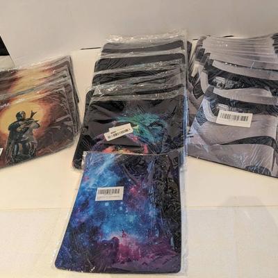 Unopened Star Wars Mouse Pads: Mandalorian (17), Galaxies (1), Lion (19), Storm Trooper (15)