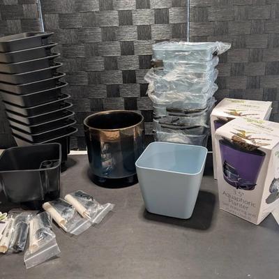 12 Inner Baskets  Ceramic Planter (1) Planter Pots Plastic (11) 2 Aquaphoric Planters