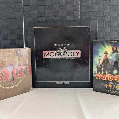 Box One Trivia ,Onyx  Edition Monopoly, Pandemic (Z-man Games )!