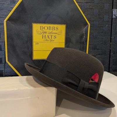 Dobbs Black Felt Fedora Hat (size 7 1/8") with Box