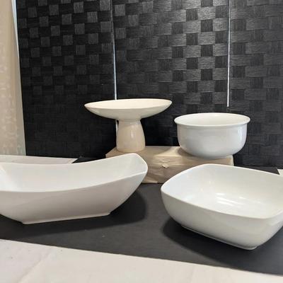 Threshold Porcelain Serving Dishes (3) & Ceramic Ikebana Vase