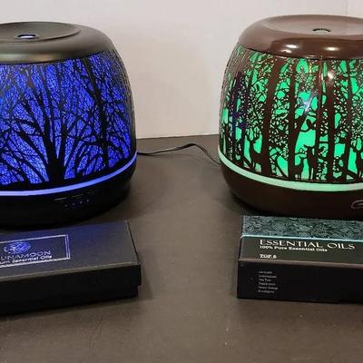 Two Essential Oil Diffusers (Changes Colors) & Essential Oils
