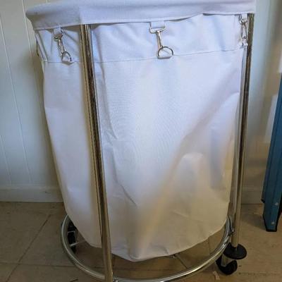 33"H x 23" Dia. Round Commercial Laundry Hamper with Chrome Frame