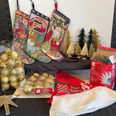 Bottle Brush Trees, Christmas Stockings, Tree Topper, Skirt and More 