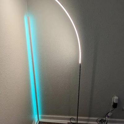 JONATHAN Y Curva 64" Metal Minimalist Modern LED  Floor Lamp and Corner Lamp (changing color) 