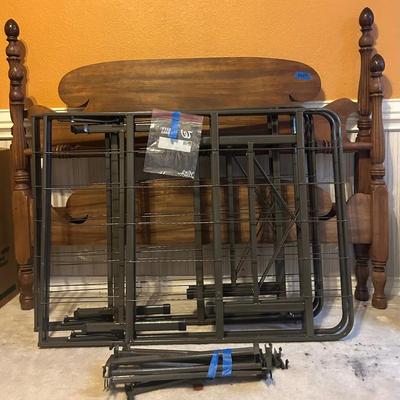 BN651 Vintage Queen Wood Head And Footboard With Folding Bed Frame
