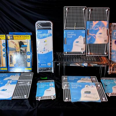 BN961 Assortment Of White Grid Stacking Shelfing & More 