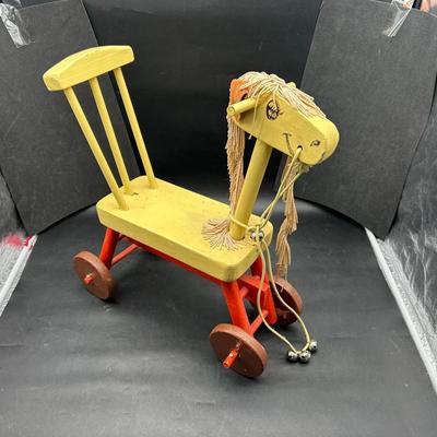 BN784 Throwback Yellow Pony Express” Push Toy