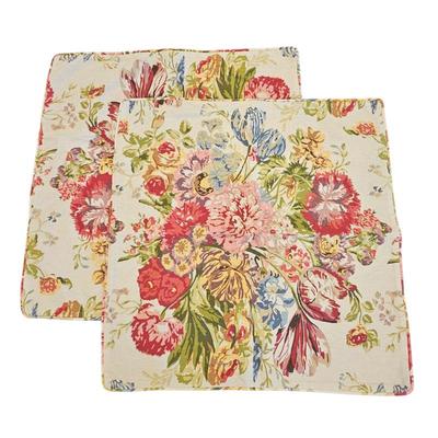 Lot #18 - Pair Pottery Barn Floral Pillow Shams • Bold Cottagecore Flower Print • 26"x26" Cushion Covers